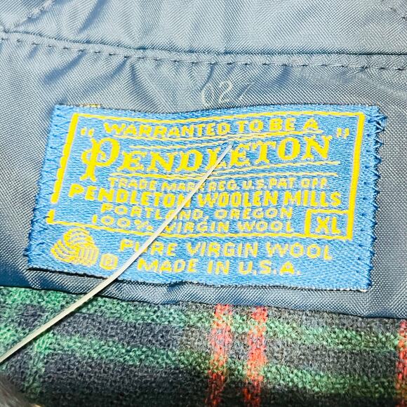 Vintage Pendleton Mens XL Red Blue Plaid Shirt Wool Long Sleeve Woolen Mills - Picture 5 of 11